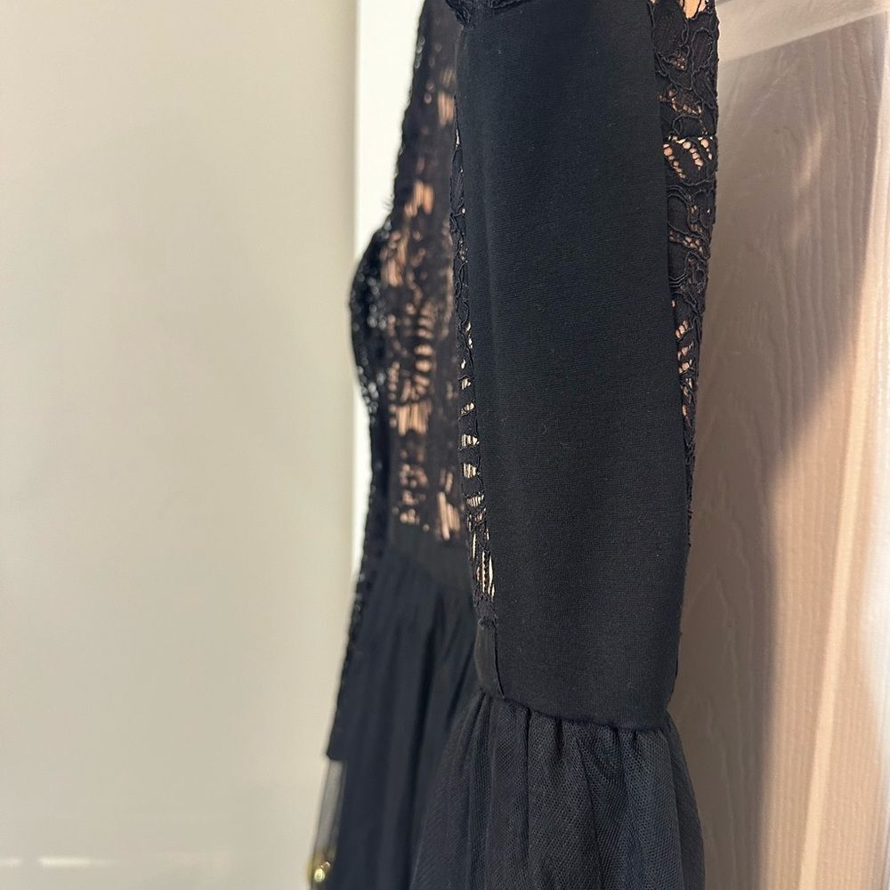 City Chic Black Lace Over Nude Maxi Dress - Picture 12 of 12